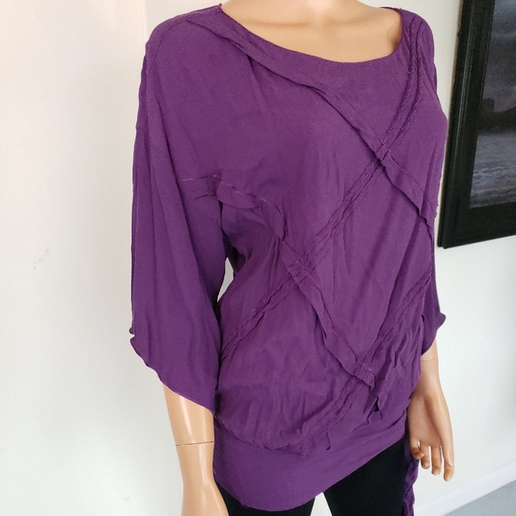 SOPHIE MAX❤Rayon Stitched Long Side Tie Blouse LG - Picture 3 of 6